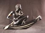 Art Deco beeld van dame in kano, Ophalen of Verzenden