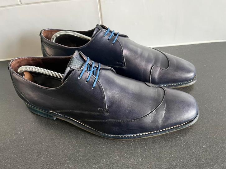 Floris van Bommel herenschoenen maat 10 / 44 H, Kleding | Heren, Schoenen, Zo goed als nieuw, Veterschoenen, Blauw, Ophalen of Verzenden