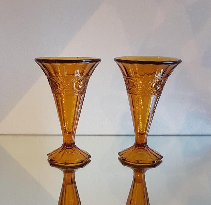 Duo ART-DECO vazen, SCAILMONT, H.HEEMSKERK, gesigneerd, Antiek en Kunst, Antiek | Glaswerk en Kristal, Ophalen of Verzenden