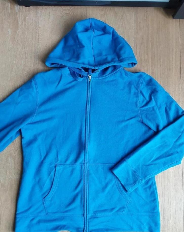 Yessica blauw turquoise vest met kap hoodie sweatshirt mt L, Kleding | Dames, Truien en Vesten, Zo goed als nieuw, Maat 42/44 (L)