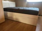 Ikea Brimnes bedframe met lades en lattenbodems, Huis en Inrichting, Slaapkamer | Bedden, Ophalen, Verstelbaar, Wit, 140 cm