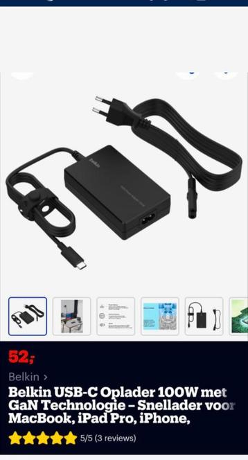 Belkin netadapter USB-C GaN power 100watt beschikbaar voor biedingen