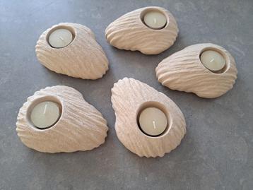 set van 5 zandkleurige theelichthouders beschikbaar voor biedingen