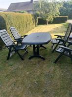 Jardin Groen Tuintafel Tuinstoel Tuinset, Ophalen, 4 zitplaatsen, Kunststof, Zo goed als nieuw