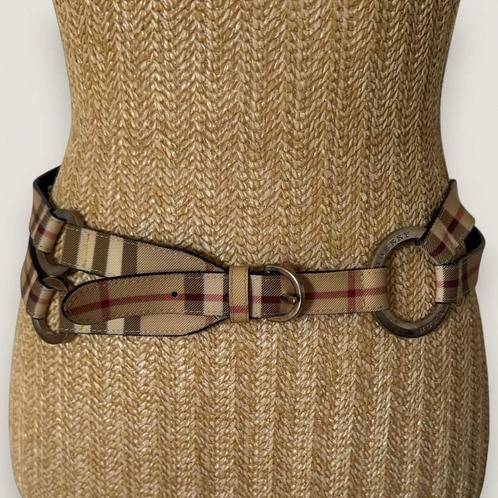 Burberry London haymarket check riem, Kleding | Dames, Riemen en Ceinturen, Gedragen, 80 tot 90 cm, Bruin, Ophalen of Verzenden
