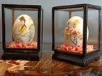 2 dioramas œufs peints à la main délicatement chinois vintag, Ophalen of Verzenden