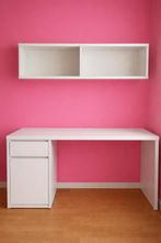 Complete witte bureau en opbergkast voor aan de muur, Huis en Inrichting, Ophalen, Gebruikt, Bureau