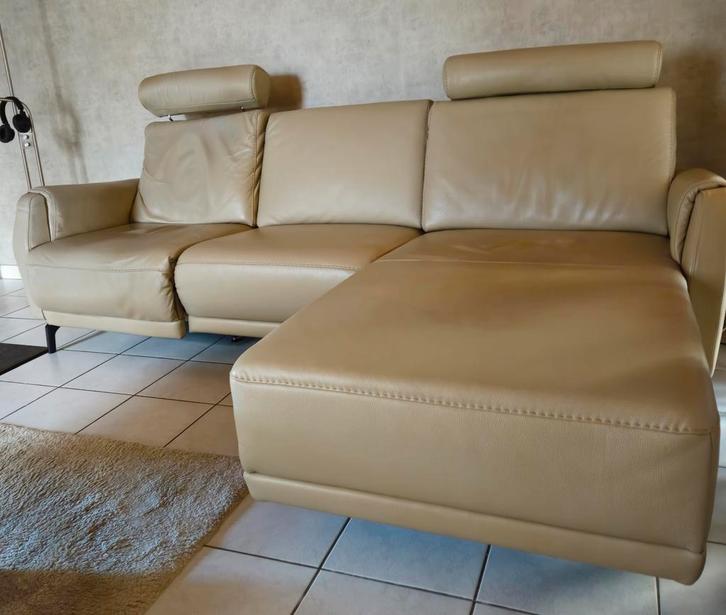 Lederen hoekbank met relaxen, Maison & Meubles, Canapés | Sofas & Chaises Longues, Enlèvement