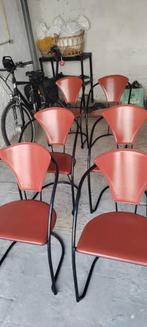 6 leren stoelen, Ophalen, Gebruikt, Overige kleuren, Metaal