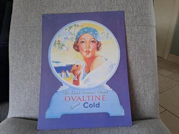 Blikken bord Ovaltine 40x30, Verzamelen, Ophalen, Gebruikt, Reclamebord