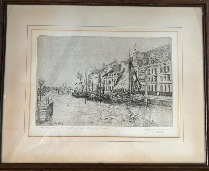 Originele ets Marcel Ysewijn(1921), Antiek en Kunst, Kunst | Etsen en Gravures, Ophalen