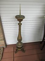 Grote antieke koperen Franse kandelaar hoogte 115 cm ., Antiek en Kunst, Ophalen