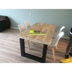 Steigerhout eettafel tafel met industriële poten op maat, Verzenden, Nieuw, Rechthoekig, Metaal