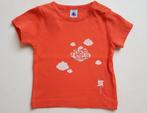 PETIT BATEAU - T-shirt orange nuages - T.12 mois/74cm, Kinderen en Baby's, Babykleding | Maat 74, Petit Bateau, Meisje, Shirtje of Longsleeve