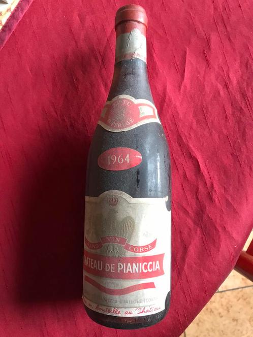 Bouteille de vin Corse Château de Pianiccia 1964 (60 ans), Verzamelen, Wijnen, Nieuw, Rode wijn, Frankrijk, Vol