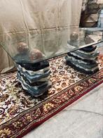 Vintage salontafel glas & marmer, Ophalen, Zo goed als nieuw, Glas