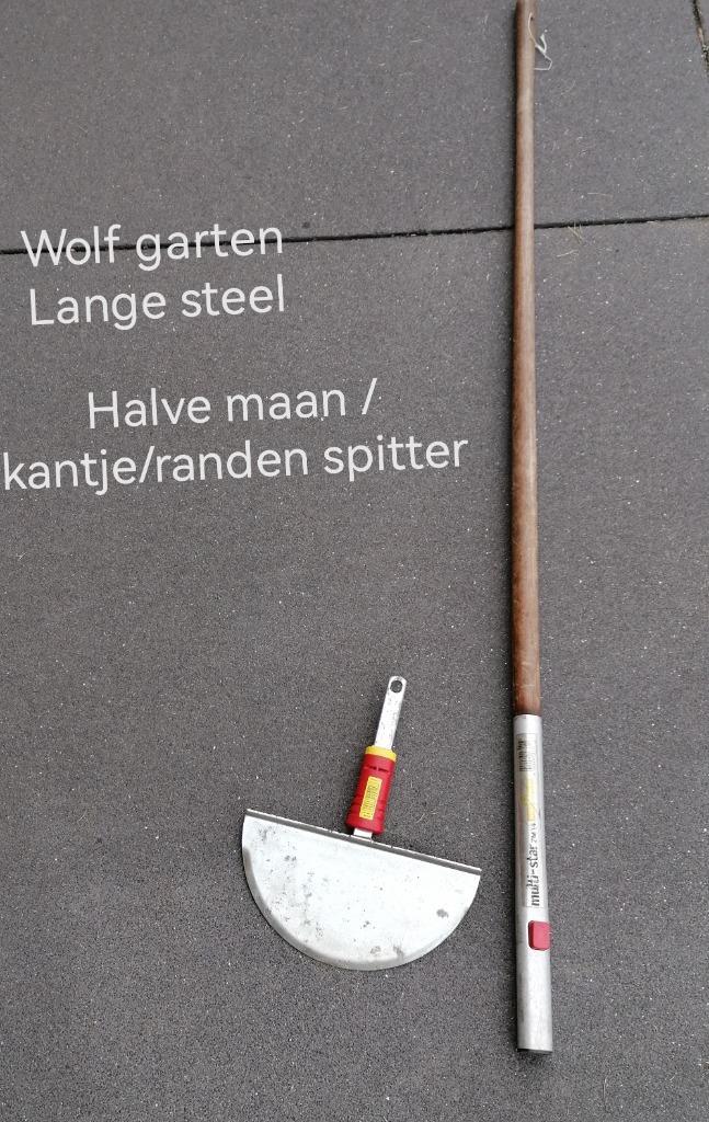 Tuinwerkgerief Wolf Garten halve maan + steel, Tuin en Terras, Grastrimmers, Zo goed als nieuw, Ophalen