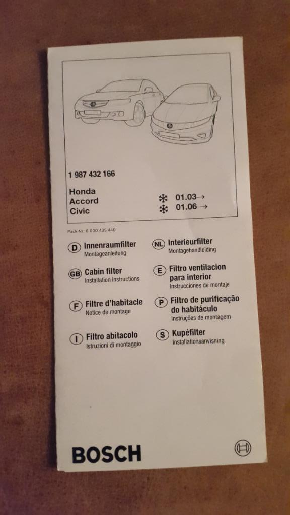 Bosch, Auto-onderdelen, Filters, Honda, Nieuw, Ophalen