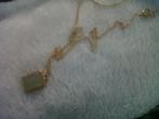 Vergulde ketting met steentje aventurijn, Handtassen en Accessoires, Kettingen, Nieuw, Ophalen of Verzenden, Met edelsteen, Goud