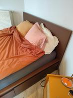 Tweepersoonsbed, Huis en Inrichting, Slaapkamer | Bedden, 160 cm, Bruin, Zo goed als nieuw, Ophalen