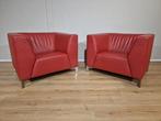 2x Montel Parker Fauteuils - Rood - Leder - Design -Topstaat, Huis en Inrichting, Twee, Leer, Ophalen of Verzenden, Zo goed als nieuw