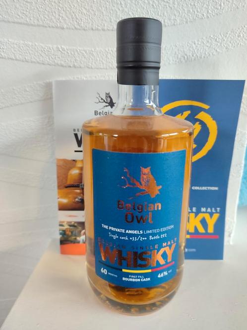 Belgian Owl whisky 60 months Belgische private Angles, Verzamelen, Wijnen, Zo goed als nieuw, Ophalen of Verzenden