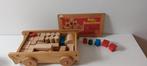 Vintage houten blokken trekkarretje, Kinderen en Baby's, Speelgoed | Houten speelgoed, Gebruikt, Ophalen of Verzenden