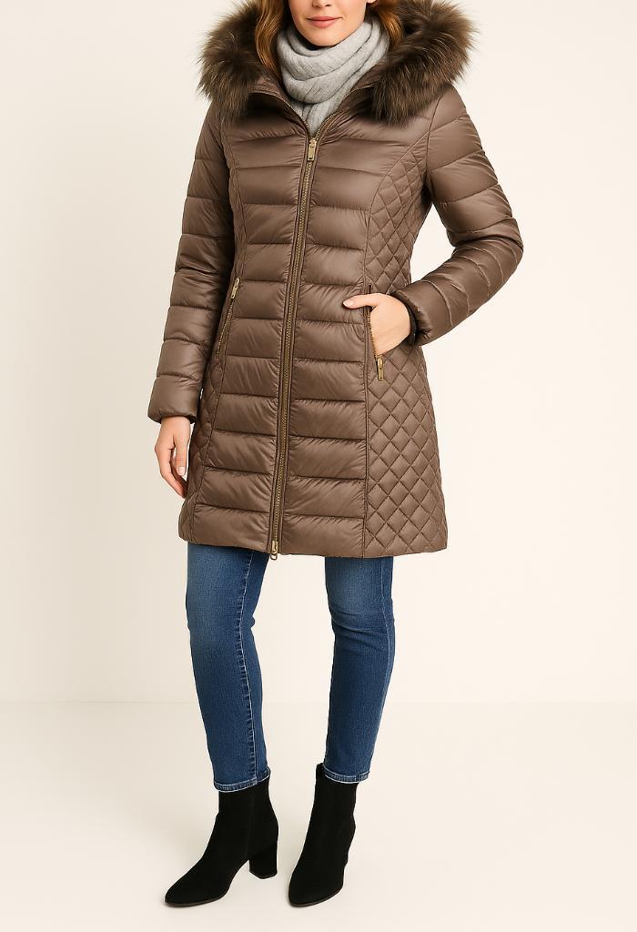 donsjas met bontkraag RockandBlue Sweden Maat L, Kleding | Dames, Jassen | Winter, Gedragen, Maat 42/44 (L), Overige kleuren, Ophalen of Verzenden
