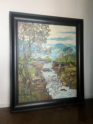 Groot klassiek schilderij op doek “landschap” beschikbaar voor biedingen