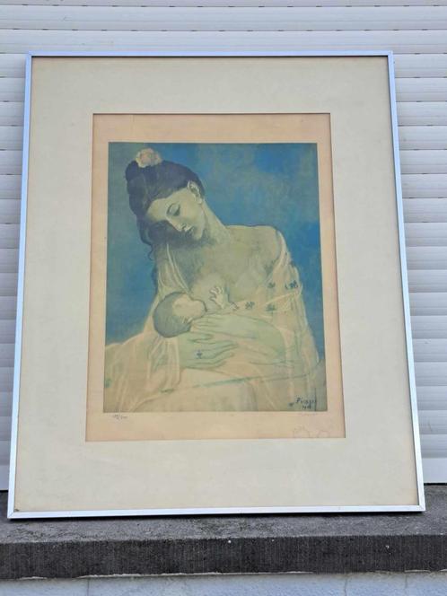 lithographie maternite signe pablo picasso, Antiek en Kunst, Kunst | Litho's en Zeefdrukken, Ophalen of Verzenden