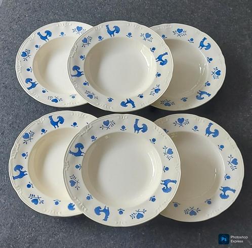 6 borden Boch Frères Chantecler vintage, Antiek en Kunst, Antiek | Servies los, Ophalen of Verzenden