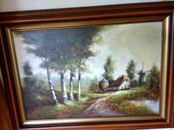 schilderij Boeren landschap met Boerenerf mooie beschikbaar voor biedingen