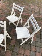 Klapstoel hout, Ophalen, Gebruikt, Drie, Wit