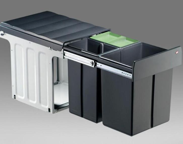 Wesco inbouwafvalemmer Bio Trio Maxi, antraciet, Huis en Inrichting, Woonaccessoires | Prullenbakken, Gebruikt, Kunststof, 50 tot 75 cm