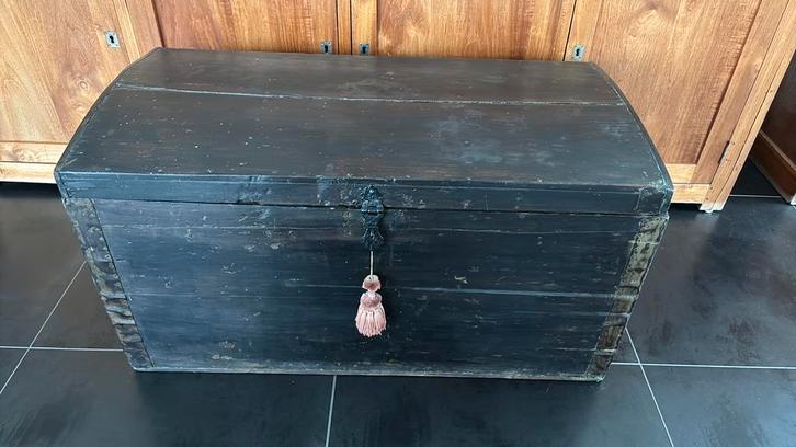 Ancienne valise/coffre de voyage ou en drap marron noir, Maison & Meubles, Accessoires pour la Maison | Coffres, Utilisé, Moins de 50 cm