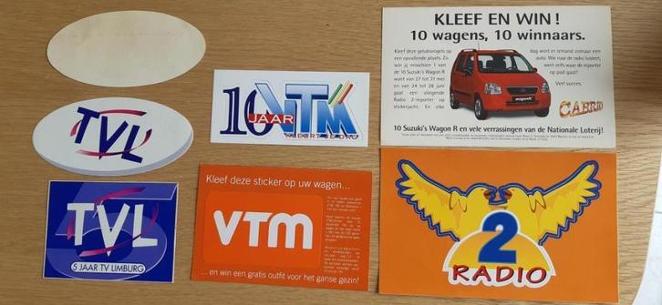 TV TVL VTM & radio 2 – 7 stickers voor €10, Verzamelen, Film en Tv, Zo goed als nieuw, Tv, Foto of Kaart, Ophalen of Verzenden