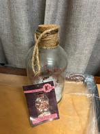 Glazen pot met bloemetjes, sneeuw en lampjes - Nieuw!, Antiek en Kunst, Ophalen of Verzenden