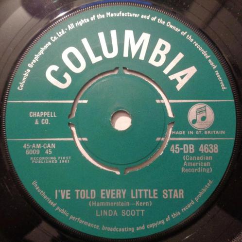 Linda Scott ‎– I've Told Every Little Star ''Popcorn oldie", Cd's en Dvd's, Vinyl Singles, Zo goed als nieuw, Single, Pop, 7 inch