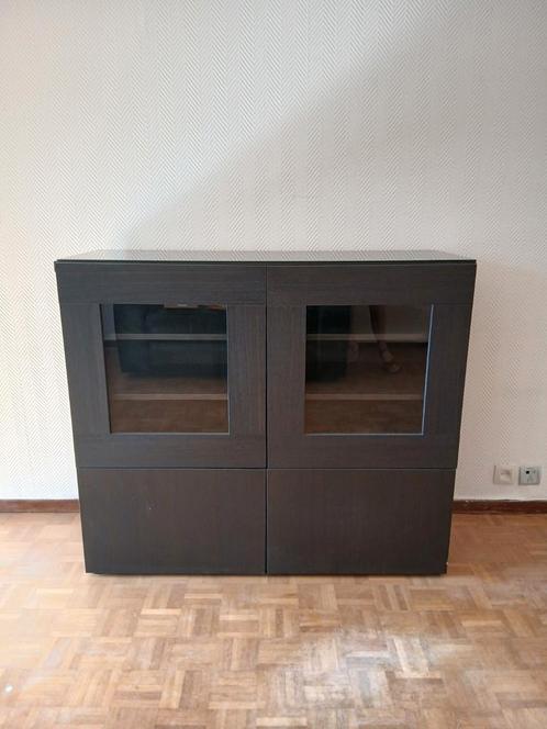 Besta IKEA 4-deurs zwarte kast, Huis en Inrichting, Kasten | Dressoirs, Gebruikt, Glas, Ophalen