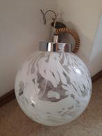 Hanglamp, glazen bol, compleet - jaren '70., Maison & Meubles, Enlèvement, Utilisé, Moins de 50 cm, Vintage.
