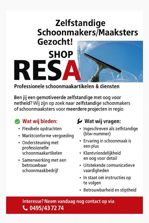 Zelfstandige Schoonmaker/ Schoonmaakster, Vacatures, Vacatures | Schoonmaak en Facilitaire diensten, Vanaf 1 jaar, Overige vormen