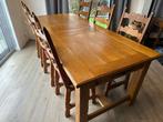 Eikenhouten eettafel + stoelen, Huis en Inrichting, Tafels | Eettafels, Ophalen, Gebruikt, Eikenhout, 50 tot 100 cm