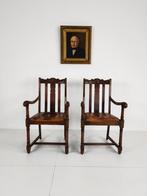 Set van 2 Eikenhouten Armstoelen – F. Parker & Son,, Antiek en Kunst, Ophalen of Verzenden
