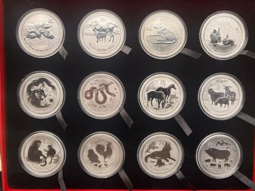 Complete 1 oz Lunar II serie 2008 - 2019 in verzamelbox., Postzegels en Munten, Edelmetalen en Baren, Zilver, Ophalen of Verzenden