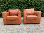 2 Top kwaliteits cognac leren club lounge Fauteuils., Huis en Inrichting, Fauteuils, Ophalen