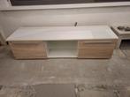 TV meubel wit met houten deuren, Ophalen, Gebruikt, 100 tot 150 cm, Minder dan 100 cm