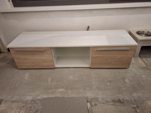 TV meubel wit met houten deuren, Huis en Inrichting, Kasten |Televisiemeubels, Gebruikt, Minder dan 100 cm, 100 tot 150 cm, 25 tot 50 cm