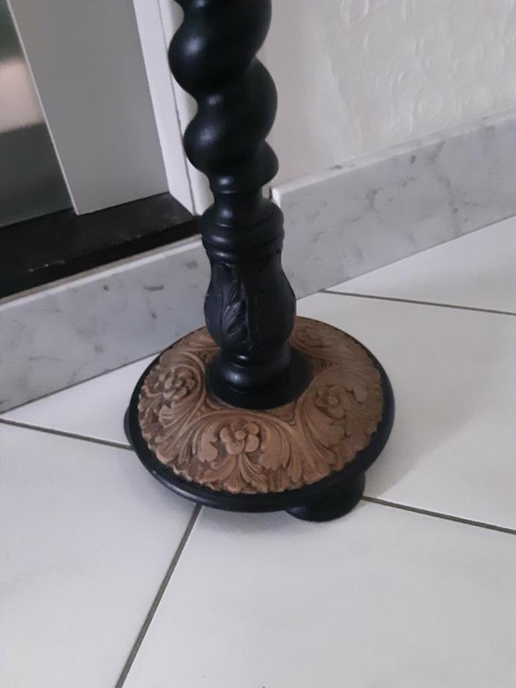 Antieke plantenstaander zwart houtsnijwerk, Huis en Inrichting, Woonaccessoires | Zuilen en Pilaren, Ophalen