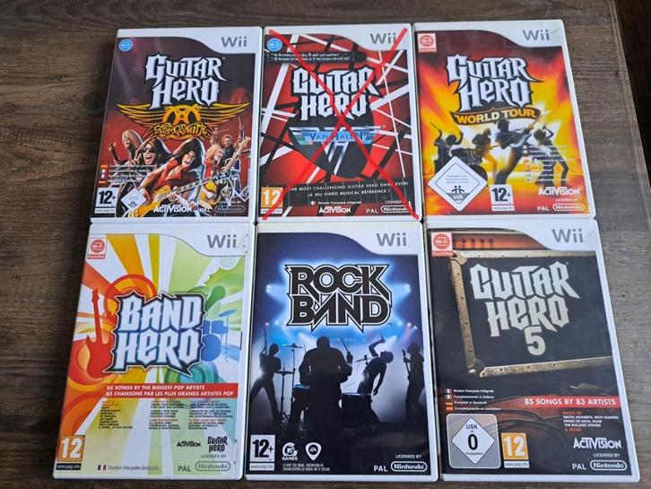 Guitar Hero verschillende soorten (Nintendo Wii) CIB, Games en Spelcomputers, Games | Nintendo Wii, Zo goed als nieuw, Muziek
