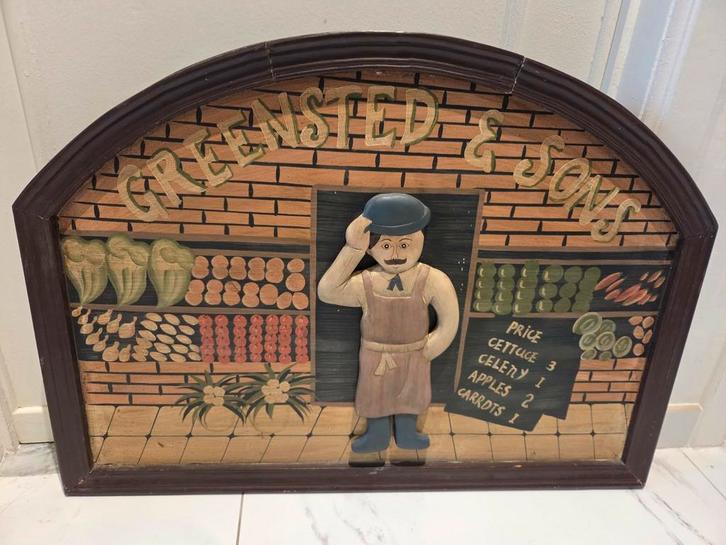 Prachtige handgemaakte houten wandplaat – “Greensted & Sons”, Huis en Inrichting, Woonaccessoires | Wanddecoraties, Ophalen of Verzenden